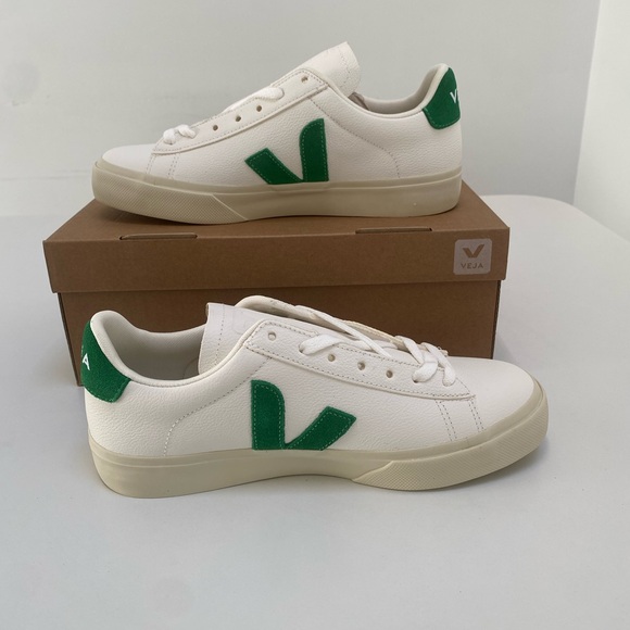 Veja Campo Leather Sneaker Extra White/Emeraude Green size 39EU/8US New in Box - Picture 4 of 7